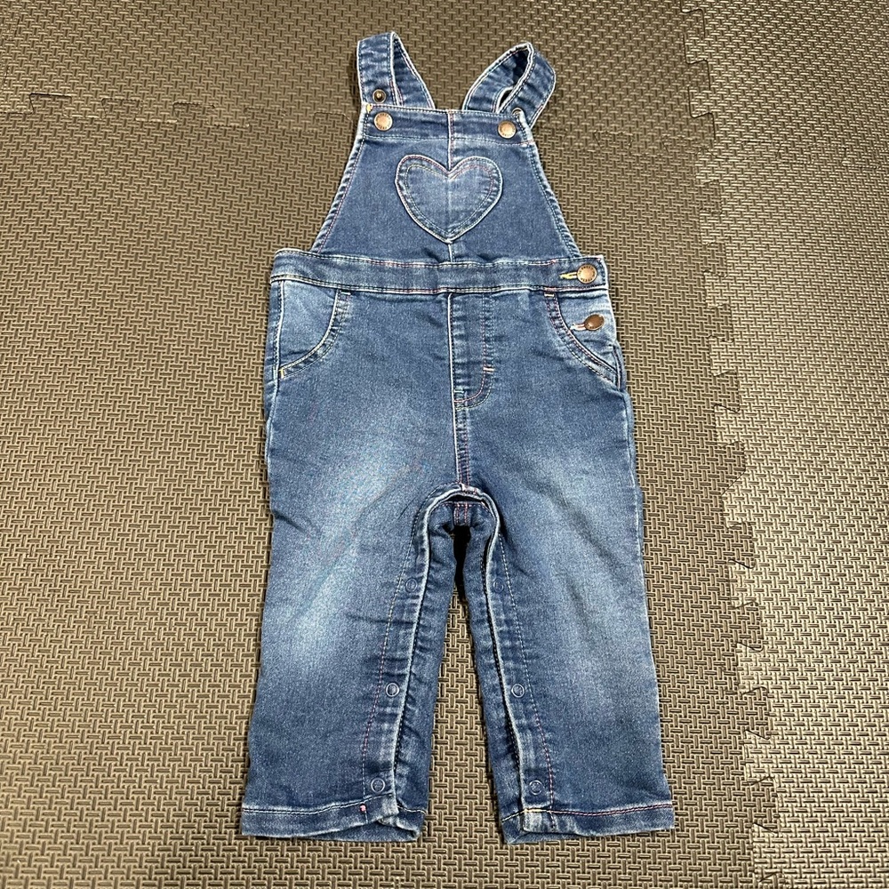 3/27$ JOE FRESH Baby Denim Overalls with Heart Size 12-18 months